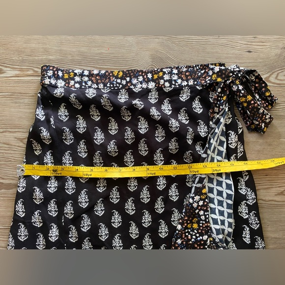 CHRISTIAN SIRIANO Boho chic ruffle midi Skirt sz S paisley foral mixed print EUC - Picture 5 of 9